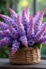 Fototapeta premium Beautiful lilac flowers in the garden on a sunny day