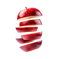 flying red apple slices