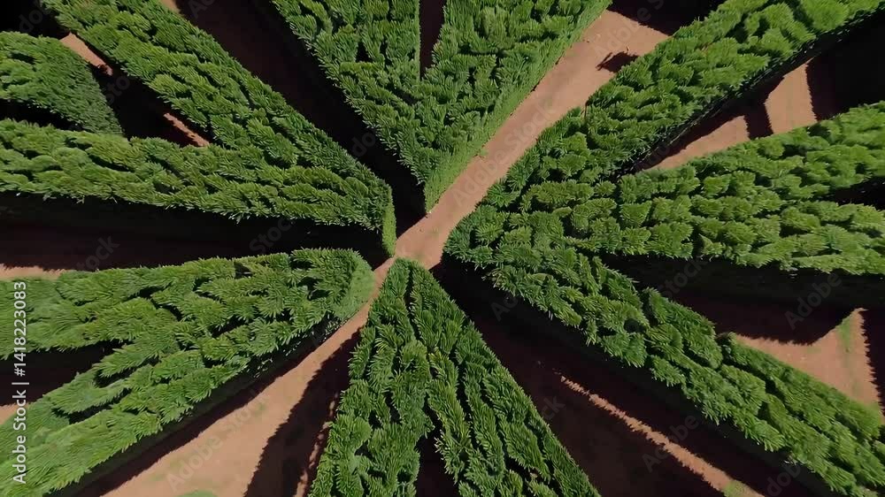 Aufkleber aerial view of a mysterious hedge maze with intricate patterns