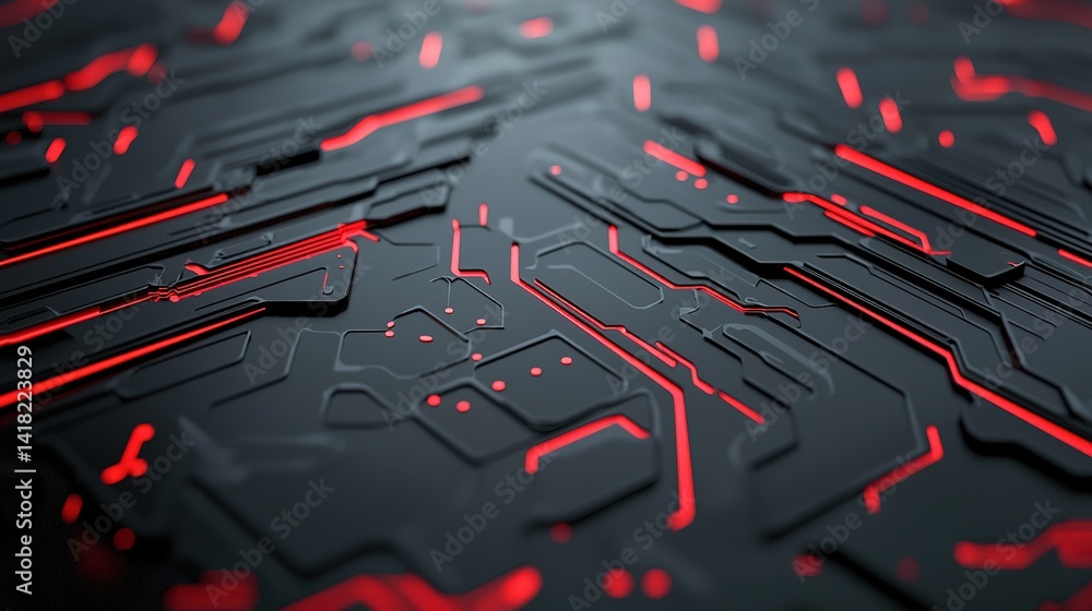 Aufkleber futuristic technology chaos digital realm abstract art high-tech environment close-up view dynamic c