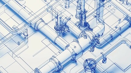 Industrial Piping System Blueprint Engineering Design