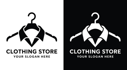 Modern hanger and shirt logo for clothing brands and fashion retailers representing stylish ready-to-wear collections