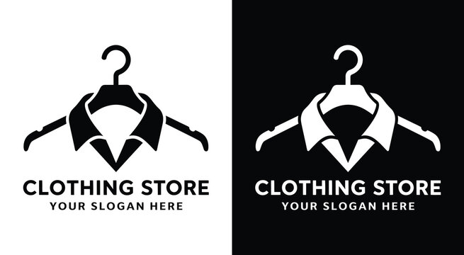 Modern hanger and shirt logo for clothing brands and fashion retailers representing stylish ready-to-wear collections