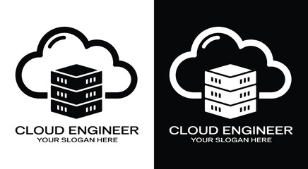 Professional bold black logo for cloud engineers IT specialists and technology consultants modern design for cloud computing and infrastructure services