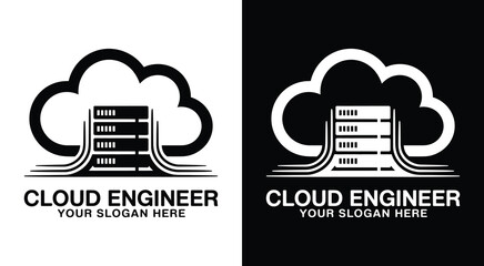 Professional bold black cloud engineer logo perfect for IT services cloud computing specialists and scalable technology infrastructure solutions