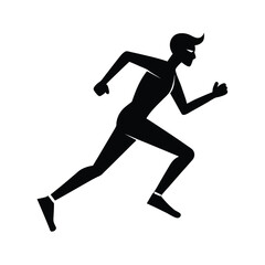 Black Silhouette Competitive Race Runner on White