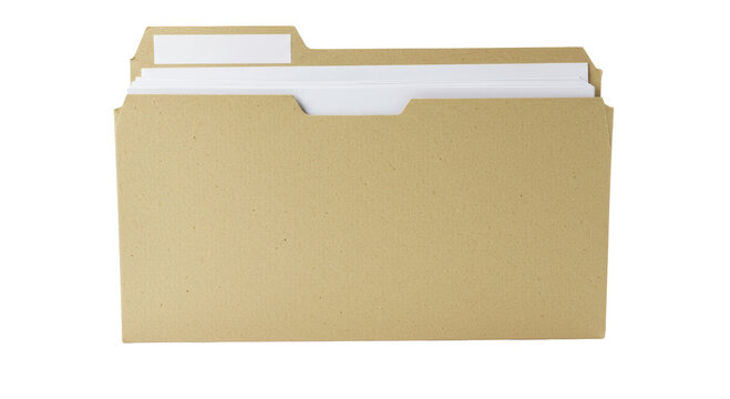 Isolated Brown File Folder with White Labels for Organization