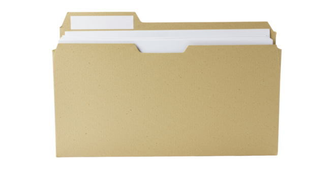 Isolated Brown File Folder with White Labels for Organization