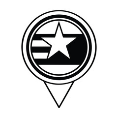 Location Pin Icon With Star And Stripes Silhouette Vector Illustration Isolated On White Background