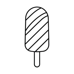 Popsicle Icon Minimalist Line Art Style Sweet Frozen Treat Black And White Illustration Simple Design Element Isolated