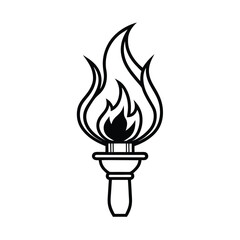 Silhouette Icon Of A Burning Torch With Bright Flames For Ancient Olympic Games Symbolizing Inspiration And Power Vector Illustration Isolated