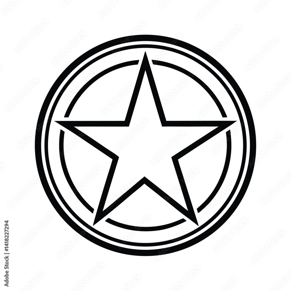 Poster vector star icon in circle shape,black and white symbol with geometric pattern abstract style