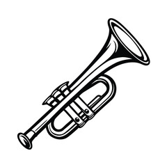 Obraz premium Elegant Trumpet Illustration Vector Graphic Depicting Jazz And Brass Music Instrument,Orchestral Design And Retro Style,Isolated On White