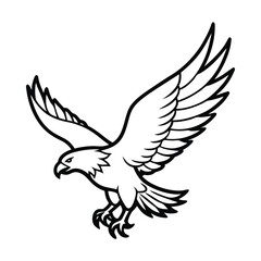 Fototapeta premium Bold Eagle Vector Illustration With Open Wings And Sharp Talons In Minimalist Line Art Style Ideal For Mascot Design