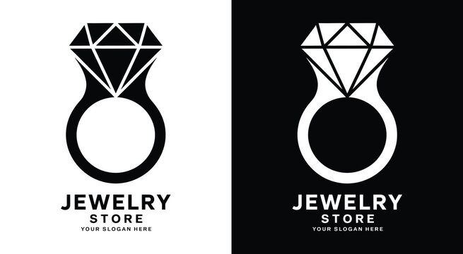 Elegant gemstone and ring logo for high-end jewelry stores and luxury boutiques symbolizing premium craftsmanship and exclusivity - Powered by Adobe