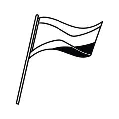 Minimalist Vector Illustration Of A Waving Flag On A Pole With Simple Line Art Style On White Background