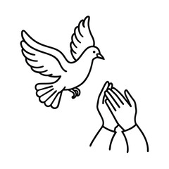 Dove Flying Towards Open Hands Outline Symbolizing Peace Hope And Freedom Conceptual Vector Illustration Graphic Design Isolated On White