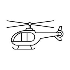 Helicopter Outline Icon Isolated On White Background Depicting Transportation And Aircraft Vector Illustration For Graphic Design