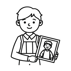 Boy Holding Portrait Illustration Isolated On White Background Depicting Love And Family Artwork