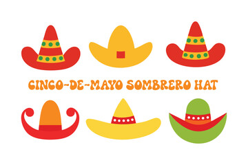 Cinco de Mayo Sombrero Hat Vector Art Set - Mexican Celebration Design