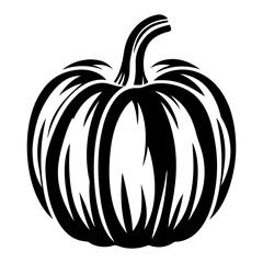 Striking black and white vector image of a stylized simple pumpkin