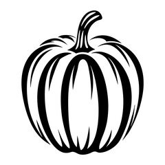 Striking Black and White Pumpkin Illustration Ready for Spooky Autumn Celebrations