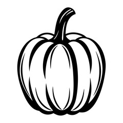 Stylized black and white monochrome pumpkin image for fall and Halloween designs