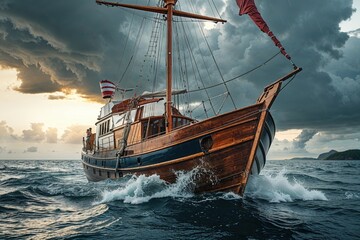 Obraz premium Navigating Economic Turmoil and Banking Crisis on Troubled Waters