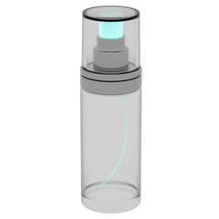 3d render spray bottle cosmetic dispenser transparent with transparent background