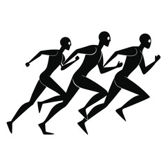 Three Runners in a Race Silhouette Illustration