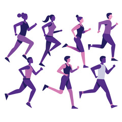 Diverse Group of People Running Fitness Exercise