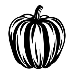 Bold Black and White Pumpkin Silhouette Graphic Illustration for Autumn Season