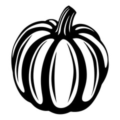 Stylized Black and White Pumpkin Illustration, Perfect for Fall and Halloween Designs