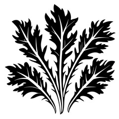 Abstract Black and White Leafy Plant Illustration with Bold Silhouette Design