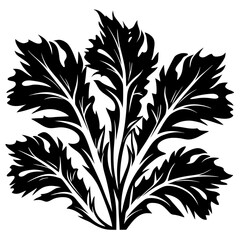 Striking Black and White Silhouette of Ornate Leaves on a White Background