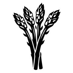 Stylized monochrome illustration of a fresh bunch of asparagus spears vegetable