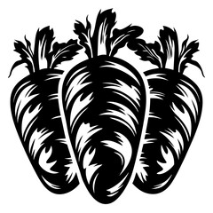 Obraz premium Abstract Vector Illustration of Three Root Vegetables with Leafy Tops