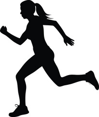 Silhouette of a Woman Running Fitness Jogging Exercise