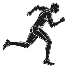 Silhouette of a Male Athlete Running a Sprint