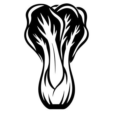 black and white bok choy graphic clip art preview