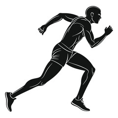 Silhouette of a Male Runner in Motion