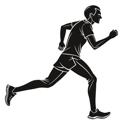Naklejka premium Silhouette of a Person Running a Marathon Race