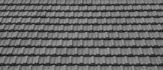 A close-up view of a red clay tile roof, neatly arranged in a symmetrical pattern for a harmonious visual effect. Perfect as a background for presentations, architectural projects, and design material