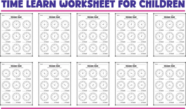 Telling time worksheets for children practice