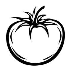 Abstract Single Line Drawing of a Tomato with Stem and Sepals