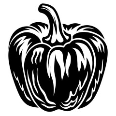 Striking graphic of a black and white pumpkin with intricate linework