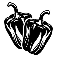 Two black bell peppers illustration on a white background is eye catching