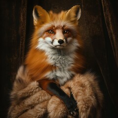 Obraz premium Refined Fox Portrait: Animal in Elegant Fur Wrap