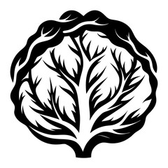 Stylized black and white tree design exhibiting intricate branches and leaves