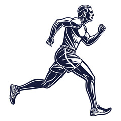 Fototapeta premium Muscular Male Runner in Motion Athletic Silhouette